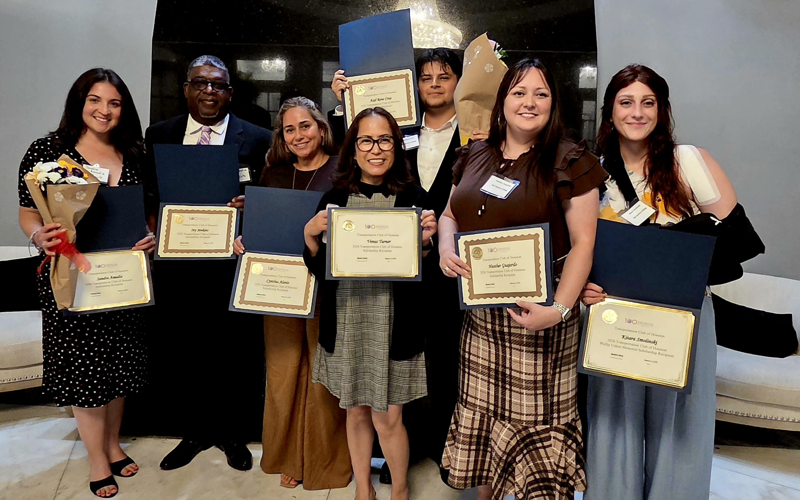 Group photo of San Jacinto College logistics scholarship recipients