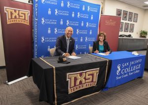 San Jacinto College and Texas State University sign a co-enrollment agreement